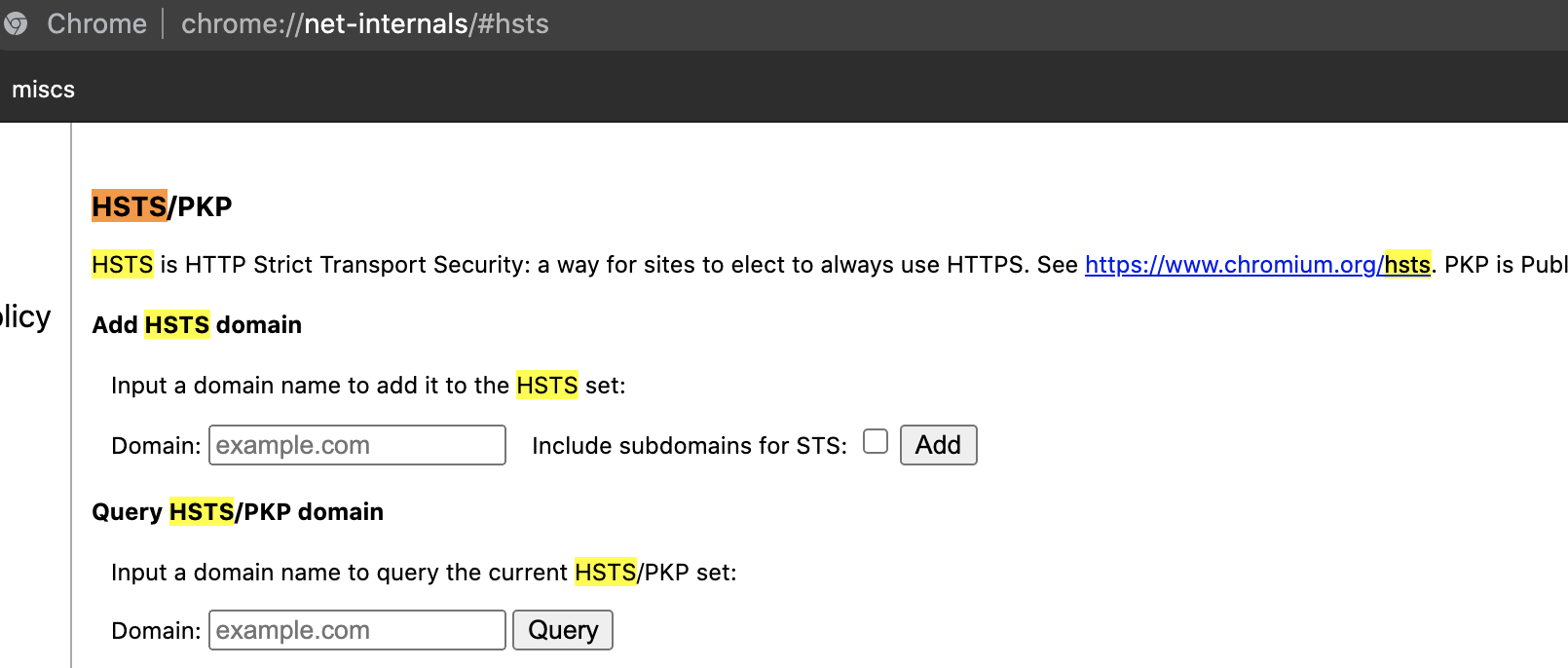 HSTS record check